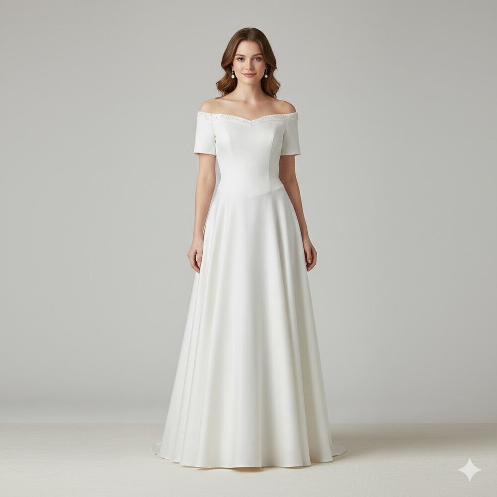 Vintage Ivory Satin Wedding Gown NWT